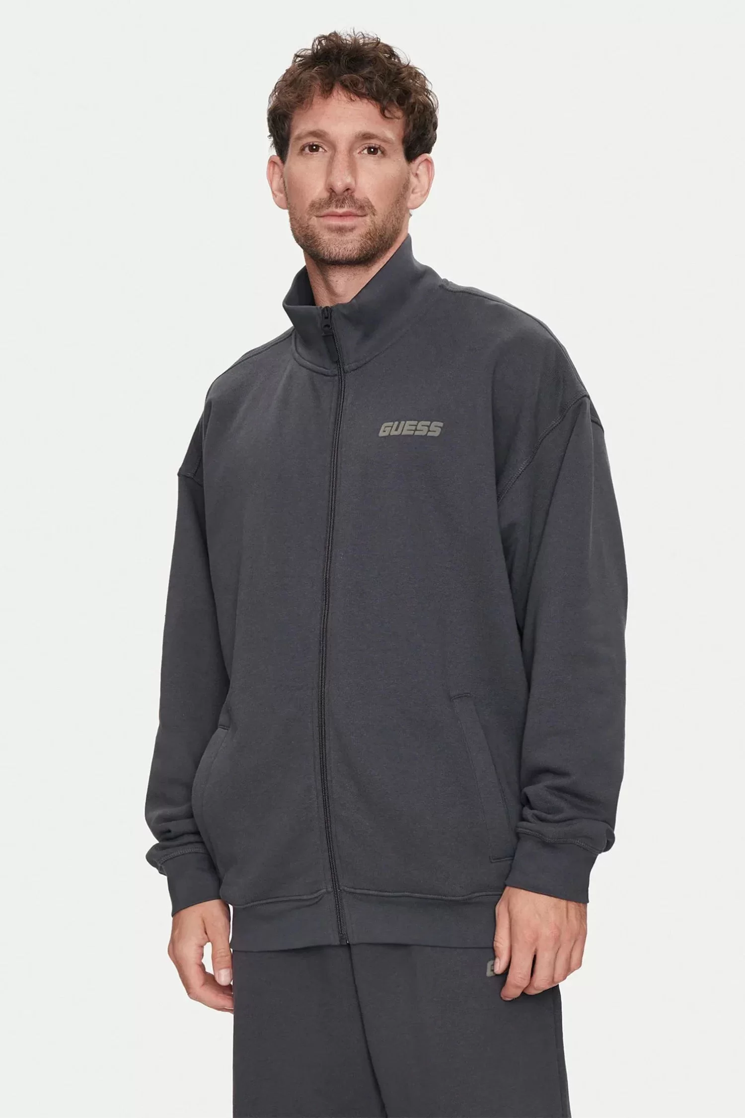 Guess Emıs Full Zıp Swatshırt Erkek Siyah Sweatshirt Z4YQ01KAIJ1-A91E