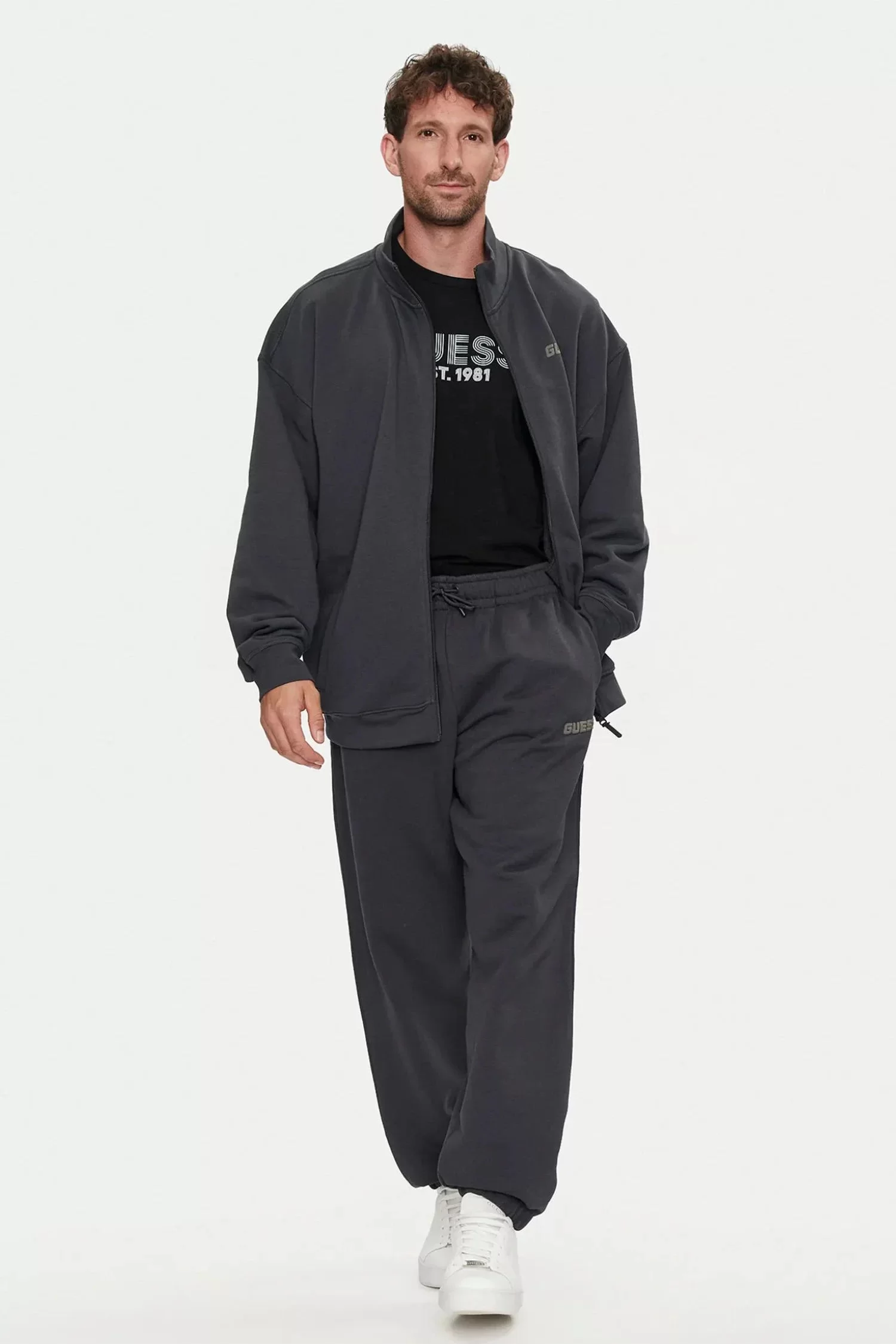 Guess Emıs Full Zıp Swatshırt Erkek Siyah Sweatshirt Z4YQ01KAIJ1-A91E