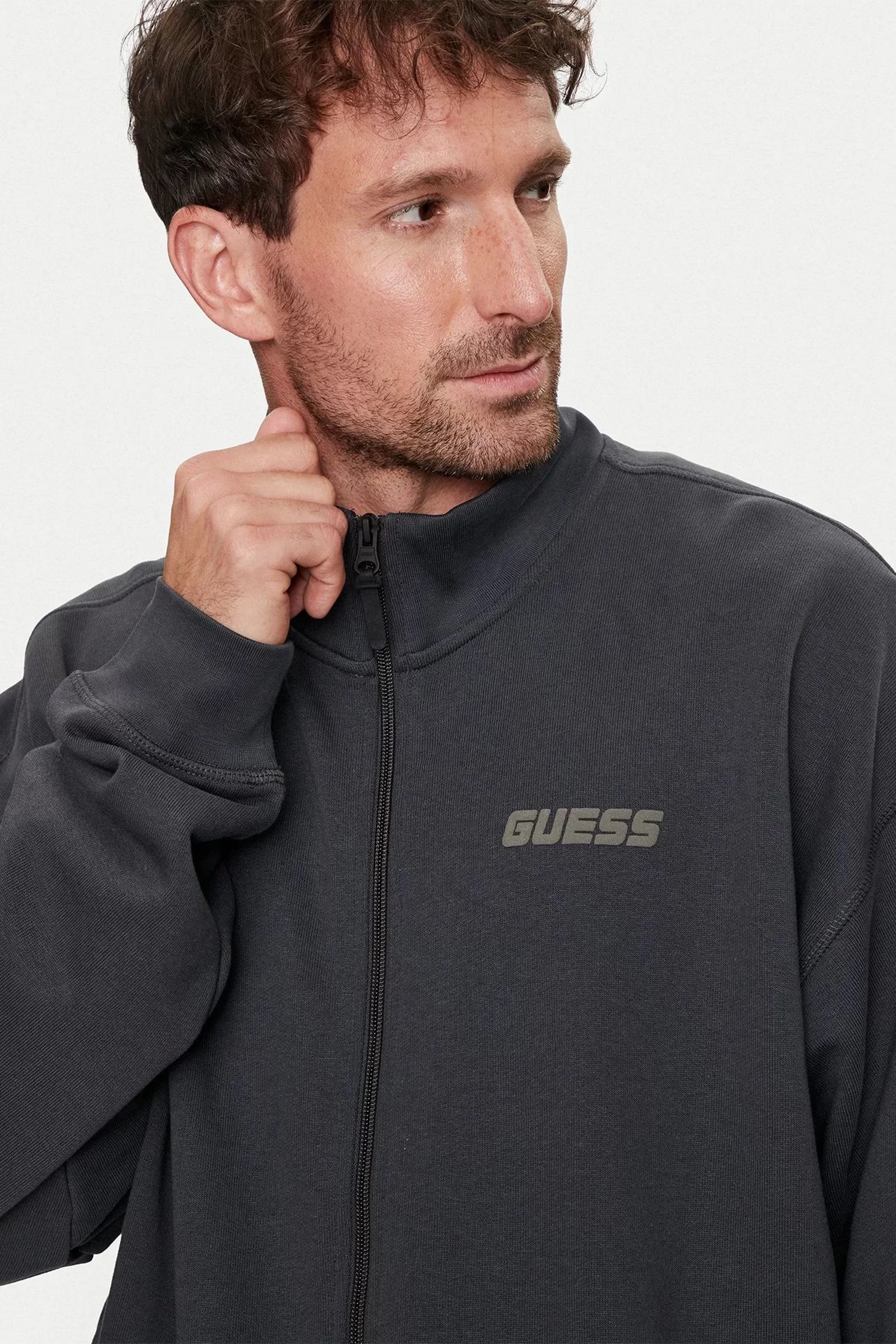 Guess Emıs Full Zıp Swatshırt Erkek Siyah Sweatshirt Z4YQ01KAIJ1-A91E