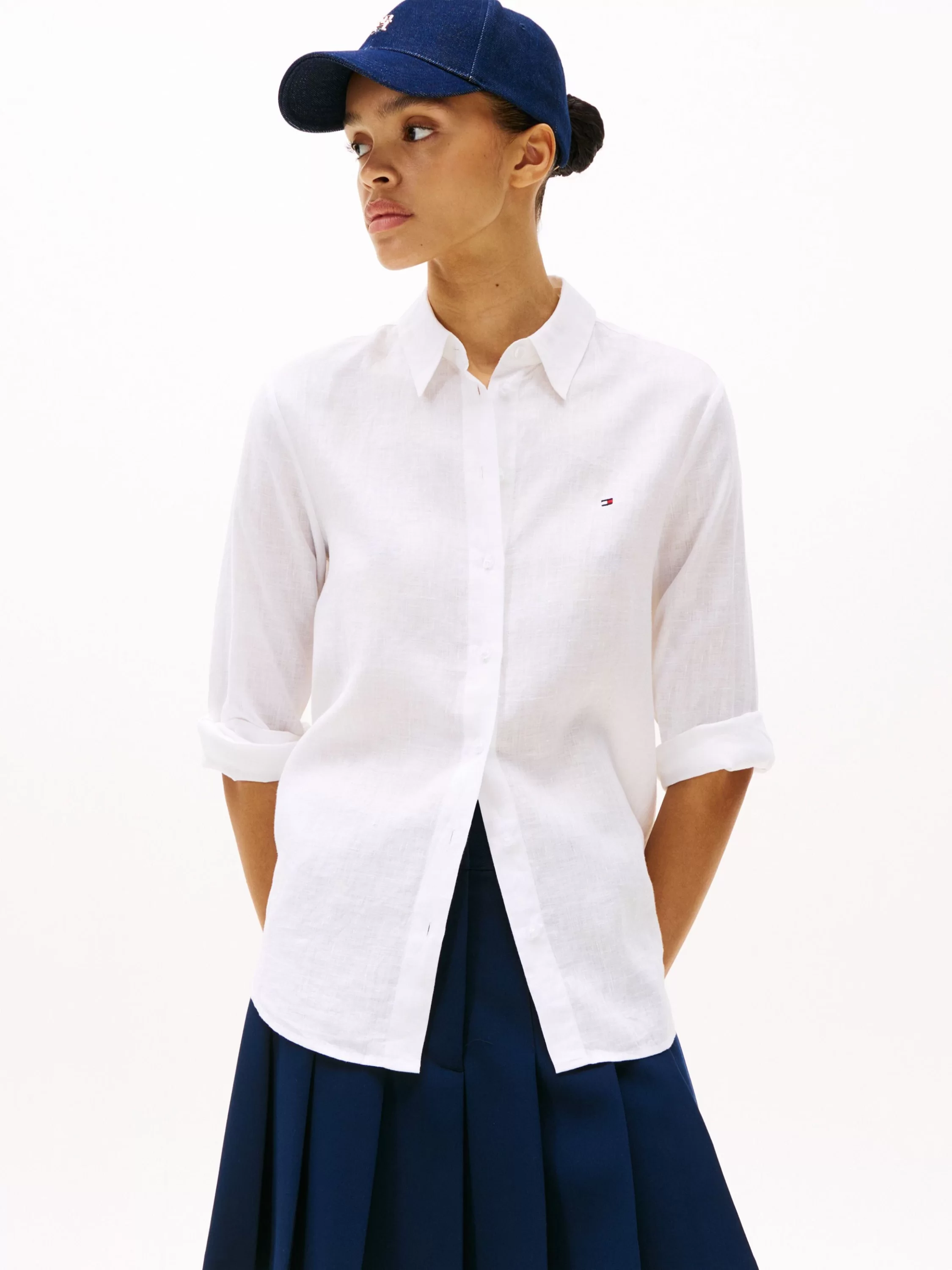 Tommy Hilfiger ESS LINEN RELAXED SHIRT Kadın  Gömlek WW0WW44679YCF