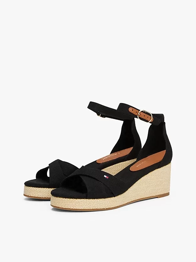 Tommy Hilfiger FLAG CRISS-CROS MID WEDGE ESPAD Kadın  Sandalet FW0FW08481BDS