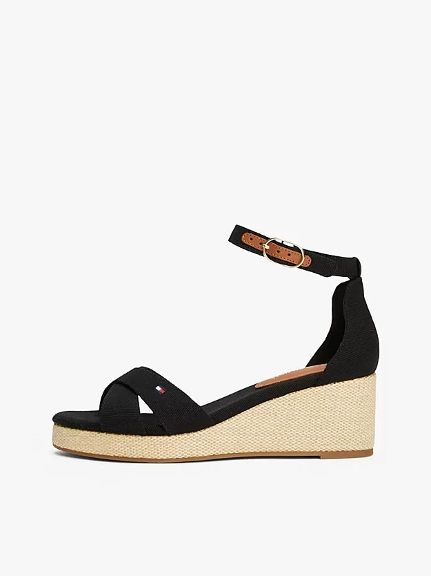 Tommy Hilfiger FLAG CRISS-CROS MID WEDGE ESPAD Kadın  Sandalet FW0FW08481BDS