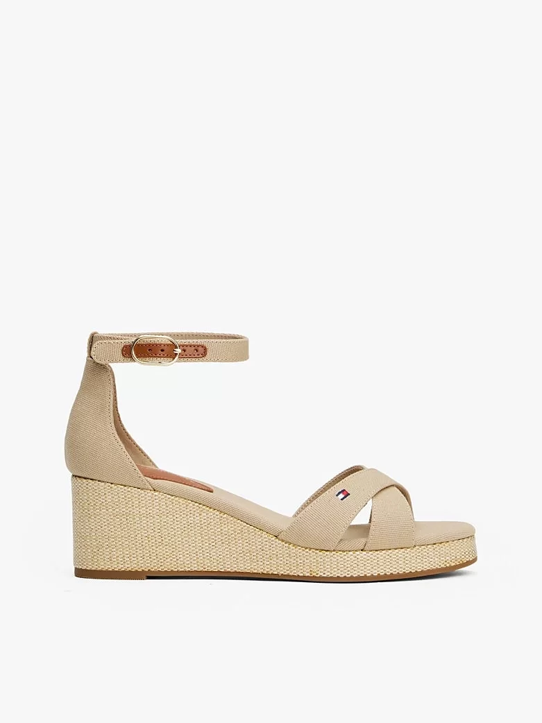 Tommy Hilfiger FLAG CRISS-CROS MID WEDGE ESPAD Kadın  Sandalet FW0FW08481ACC