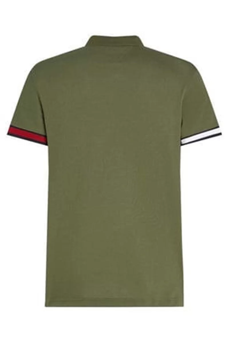 Tommy Hilfiger FLAG CUFF SLIM POLO Erkek haki T-shirt MW0MW37518RBN