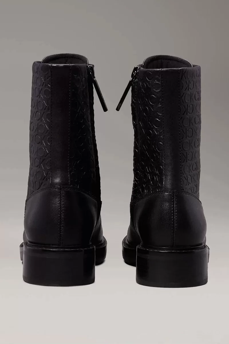Calvin Klein FLAT COMBAT BOOT MONO MIX Kadın SİYAH Bot HW0HW02194-BEH