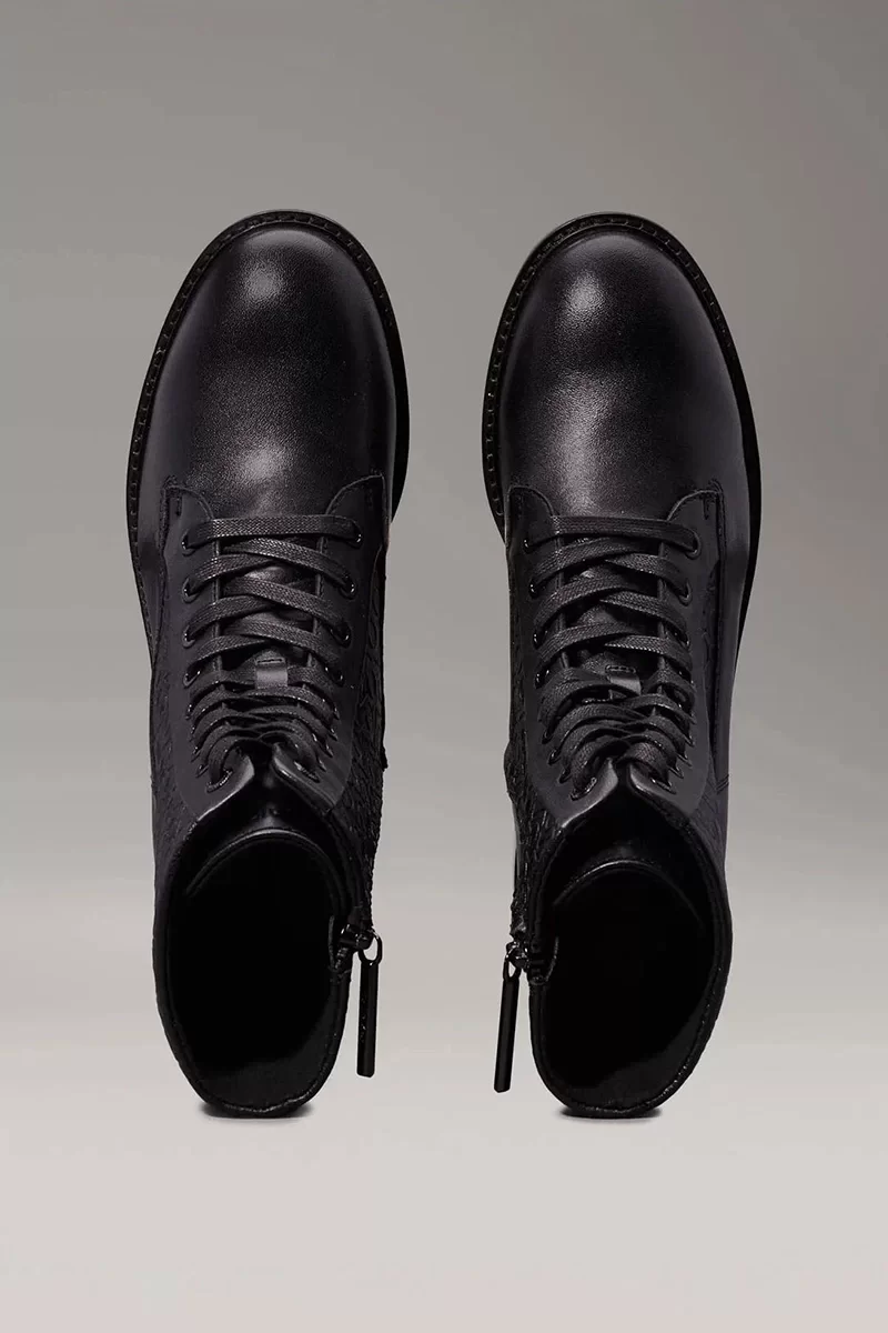 Calvin Klein FLAT COMBAT BOOT MONO MIX Kadın SİYAH Bot HW0HW02194-BEH