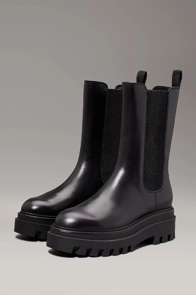 CK Jeans FLATFORM CHELSEA BOOT MG LTH Kadın Siyah Bot YW0YW01542-0GJ
