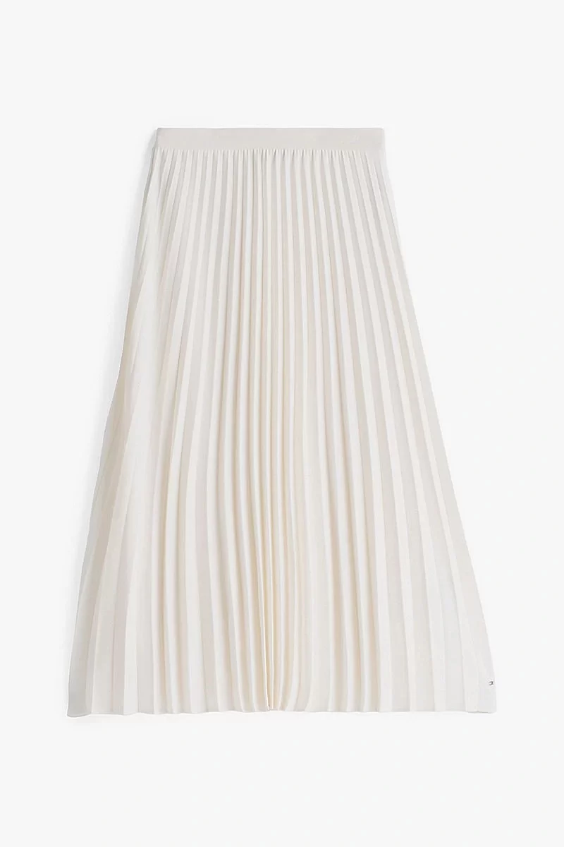 Tommy Hilfiger FLUID PLEATED PULL ON MIDI SKIRT Kadın Beyaz Etek WW0WW43886Z00
