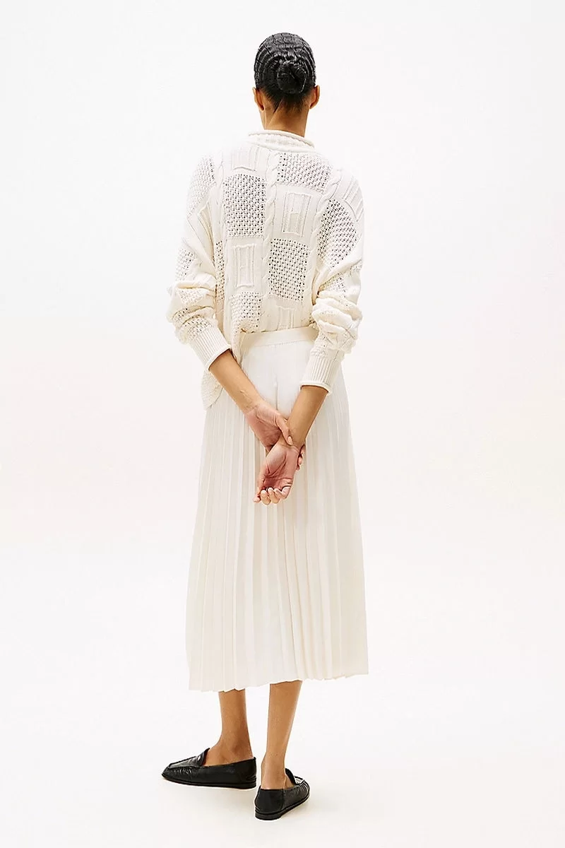 Tommy Hilfiger FLUID PLEATED PULL ON MIDI SKIRT Kadın Beyaz Etek WW0WW43886Z00
