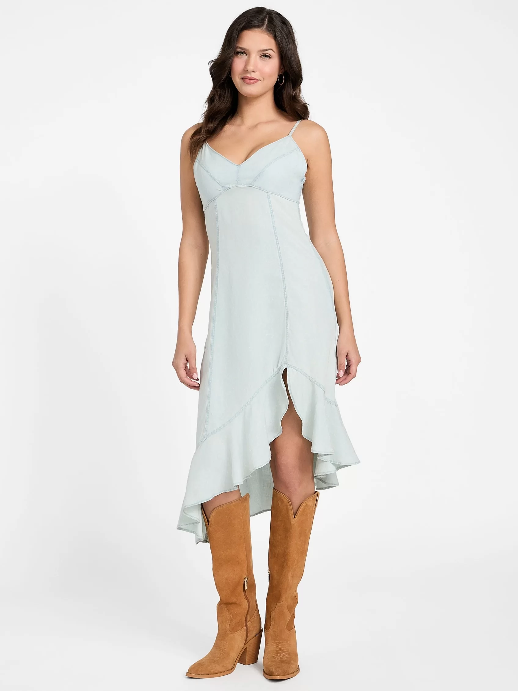 Guess FRANCISCA DRESS Kadın Mavi Elbise W5GK44D5N81-TCPA