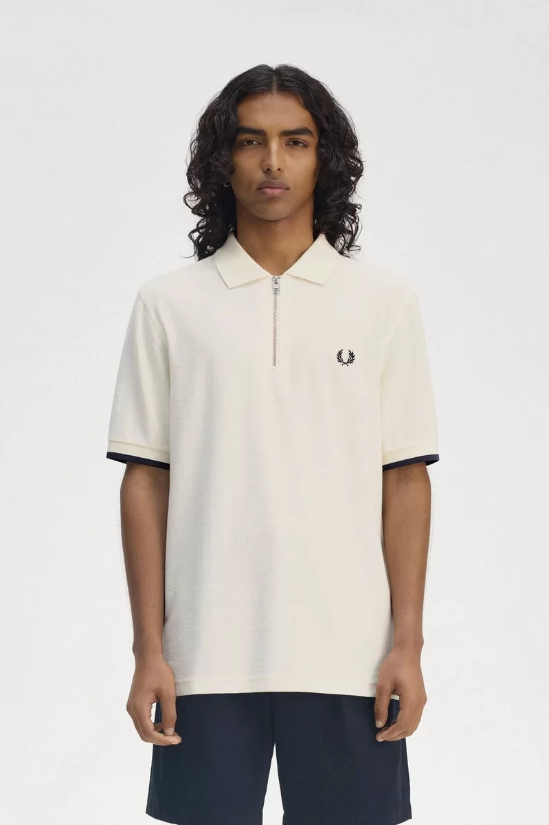 Fred Perry CREPE PIQUE ZIP NECK SHIRT Erkek  T-shirt M9886-560