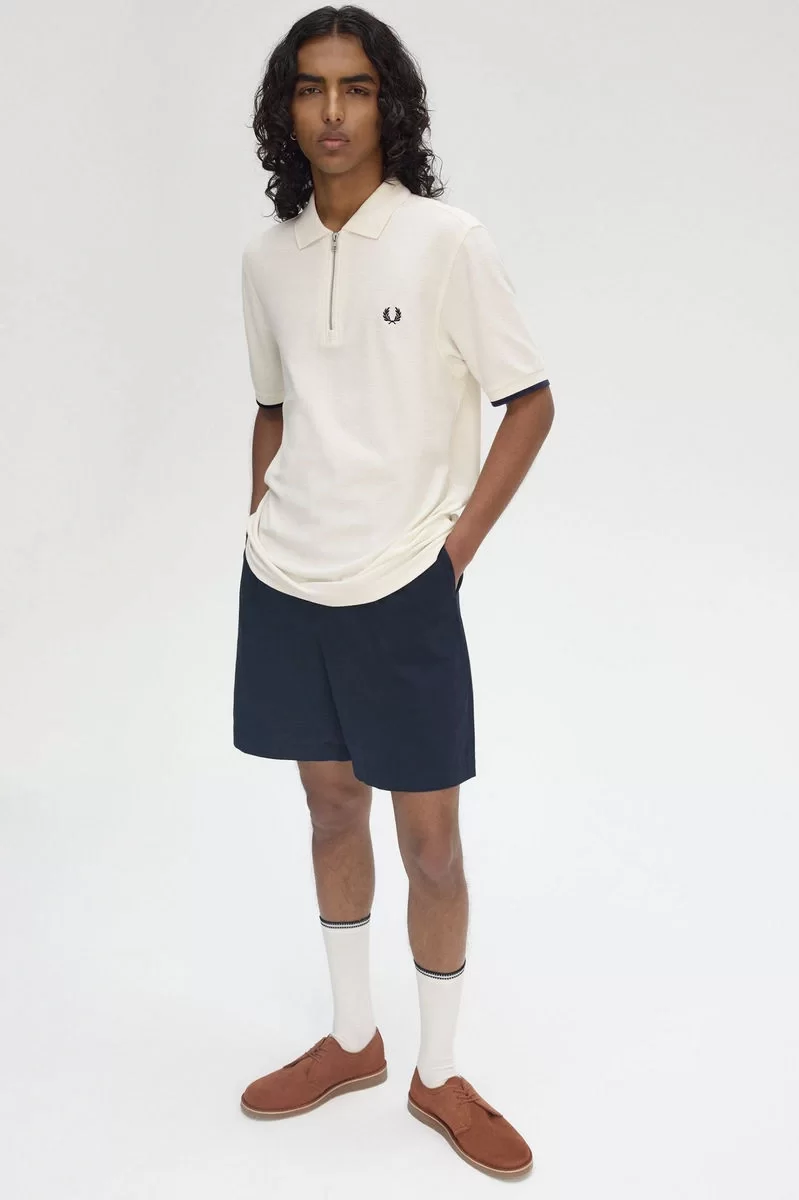 Fred Perry CREPE PIQUE ZIP NECK SHIRT Erkek  T-shirt M9886-560