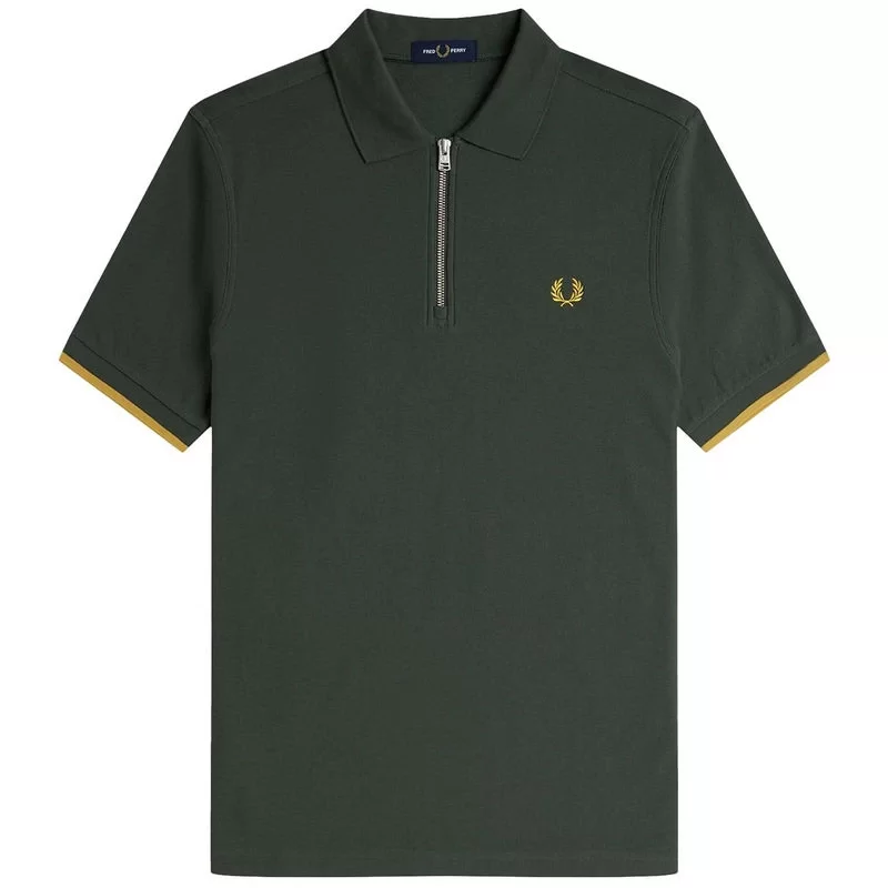 Fred Perry CREPE PIQUE ZIP NECK SHIRT Erkek  T-shirt M9886-X89
