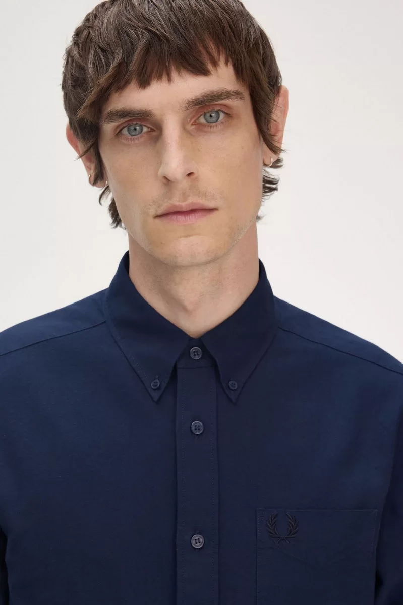 Fred Perry Erkek Lacivert Logolu Oxford Gömlek M5516-X86
