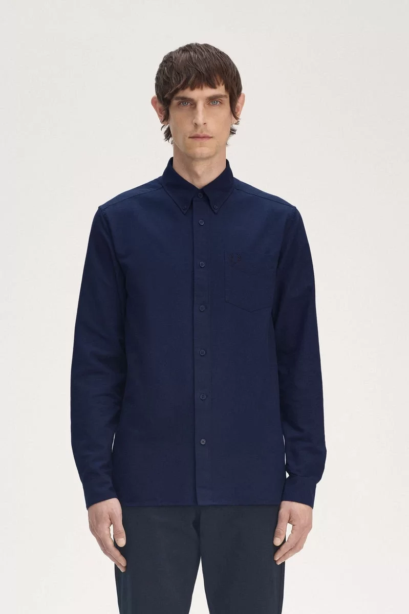 Fred Perry Erkek Lacivert Logolu Oxford Gömlek M5516-X86