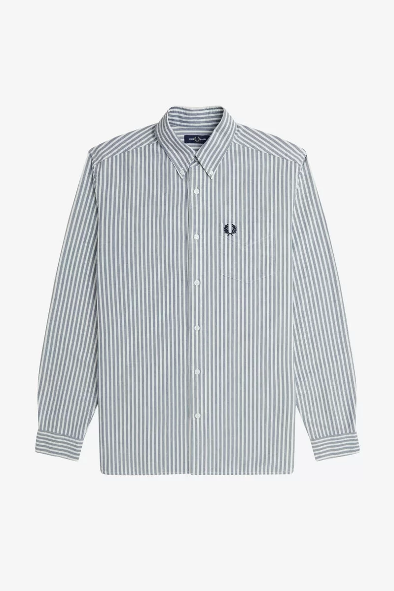 Fred Perry Erkek Mavi Çizgili Oxford Gömlek