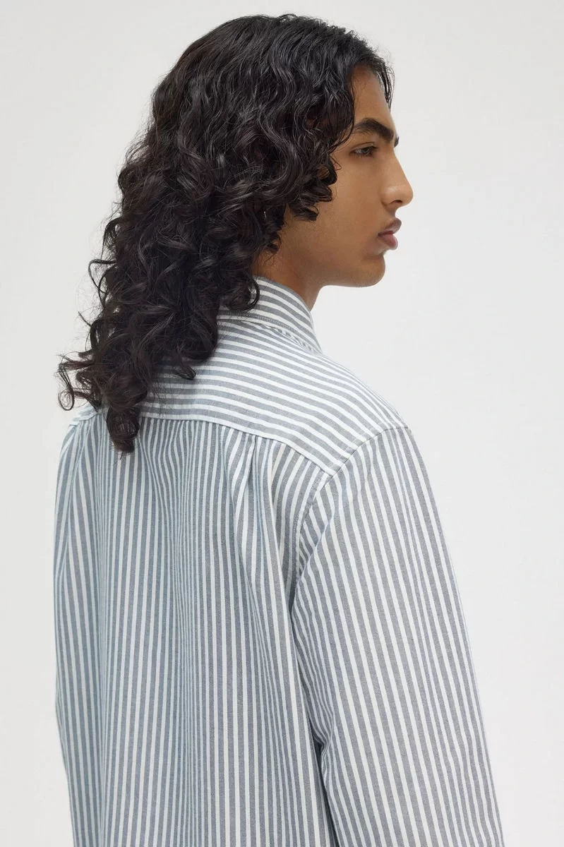 Fred Perry Erkek Mavi Çizgili Oxford Gömlek