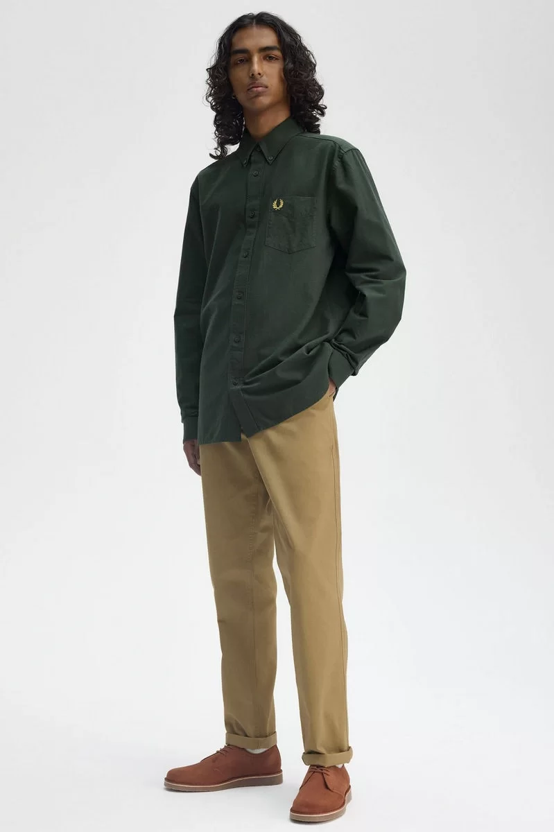 Fred Perry Erkek Yeşil Logolu Oxford Gömlek M5516-X89