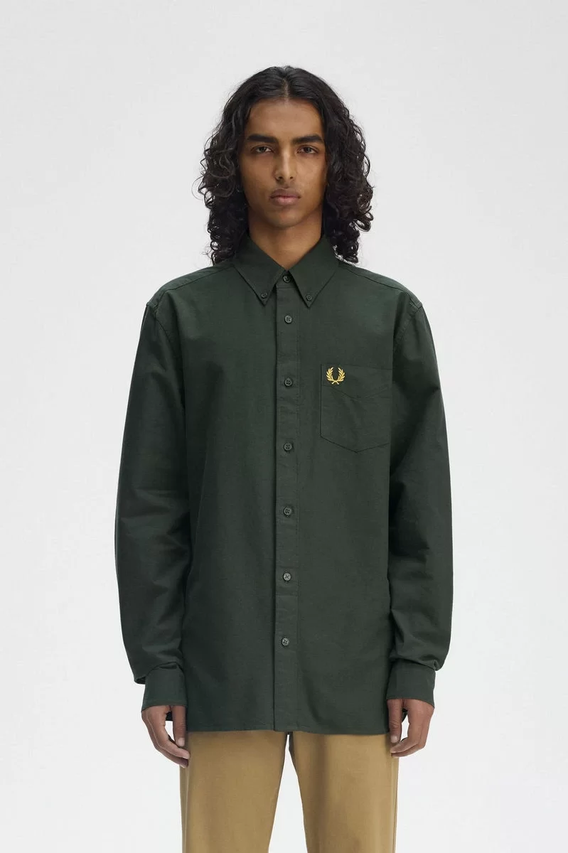Fred Perry Erkek Yeşil Logolu Oxford Gömlek M5516-X89