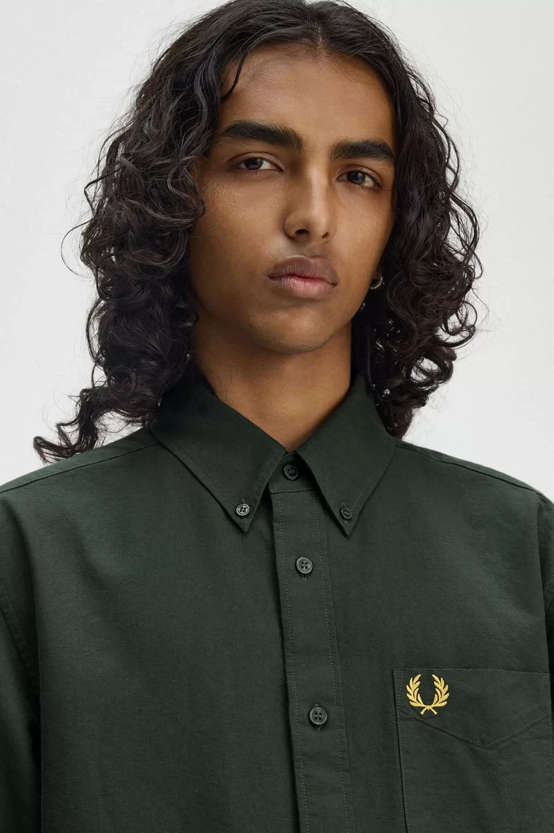 Fred Perry Erkek Yeşil Logolu Oxford Gömlek M5516-X89