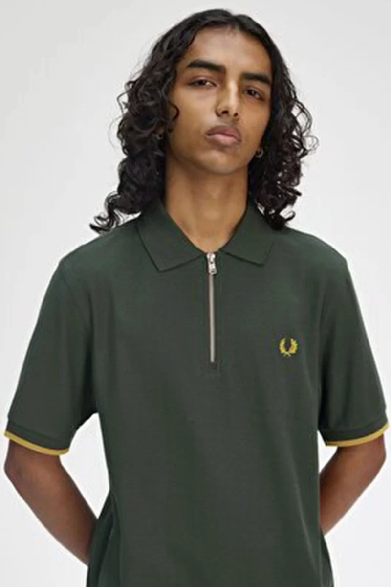 Fred Perry CREPE PIQUE ZIP NECK SHIRT Erkek  T-shirt M9886-X89