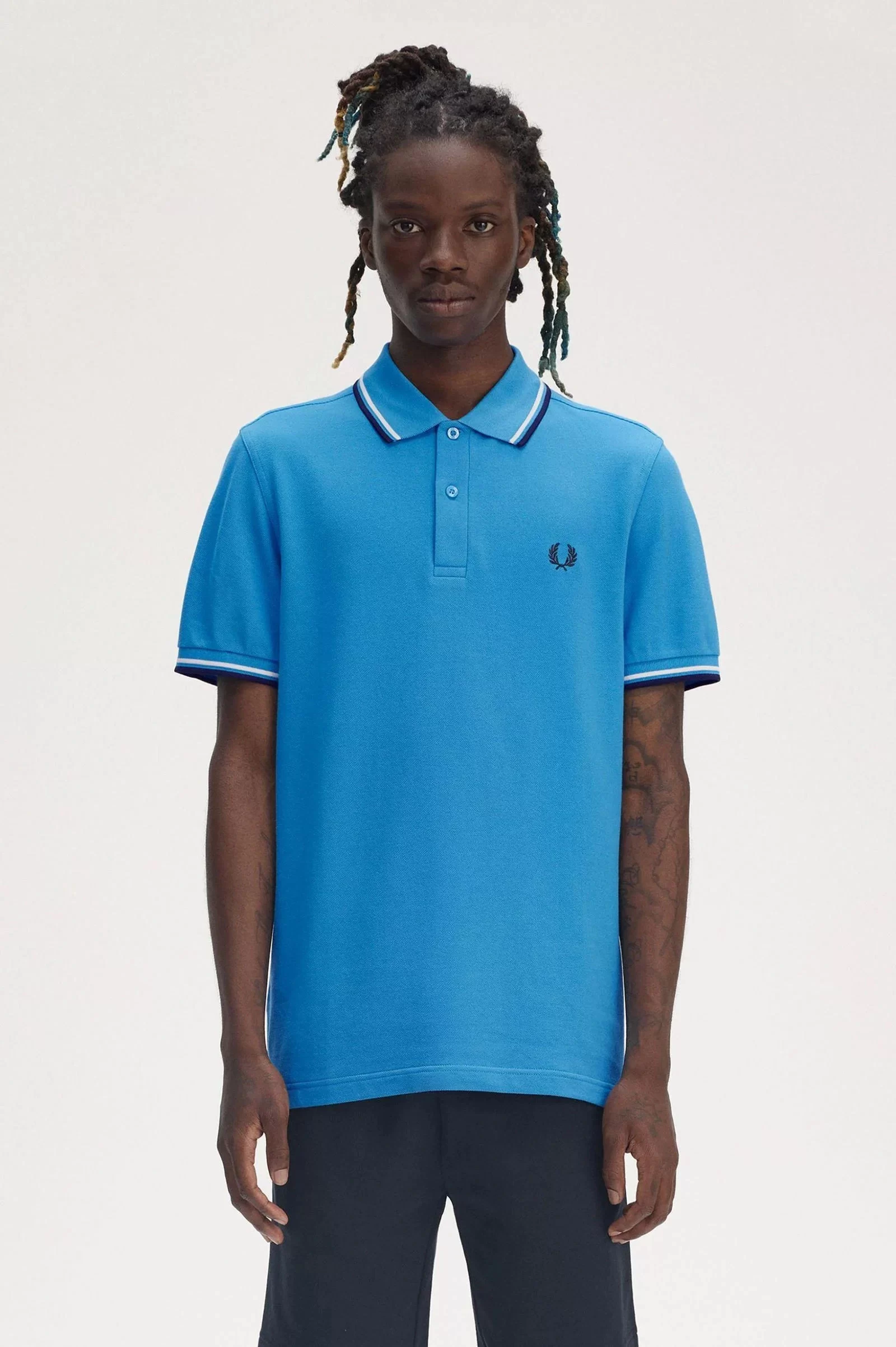 Fred Perry Erkek Mavi  Polo Yaka T-shirt M3600-Y27