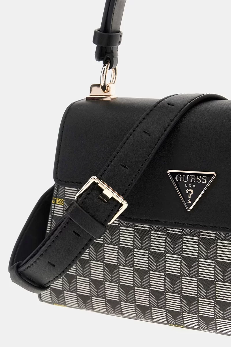 Guess G Wave Top Handle Flap Kadın Siyah El Çantası HWJT9344200-BLO