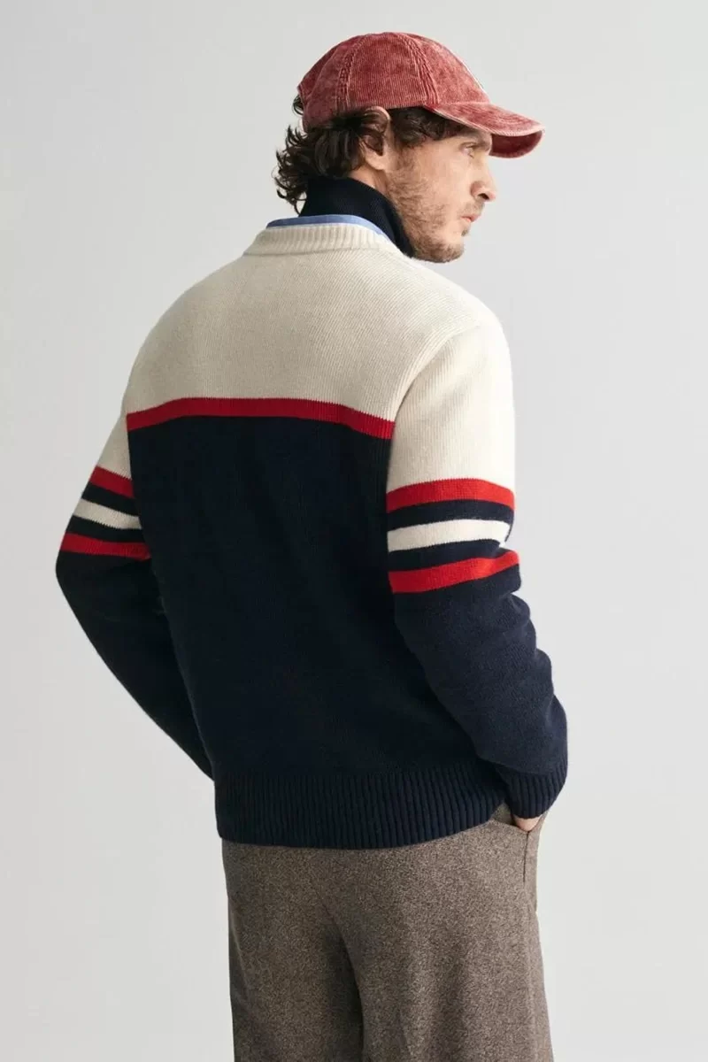 Gant Erkek Lacivert Relaxed Fit Bisiklet Yaka Logolu Kazak