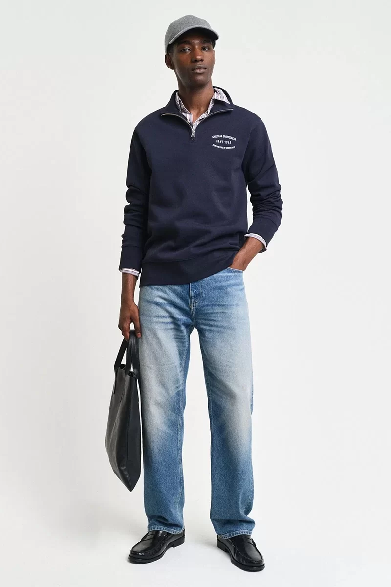 Gant Erkek Lacivert Regular Fit Sweatshirt