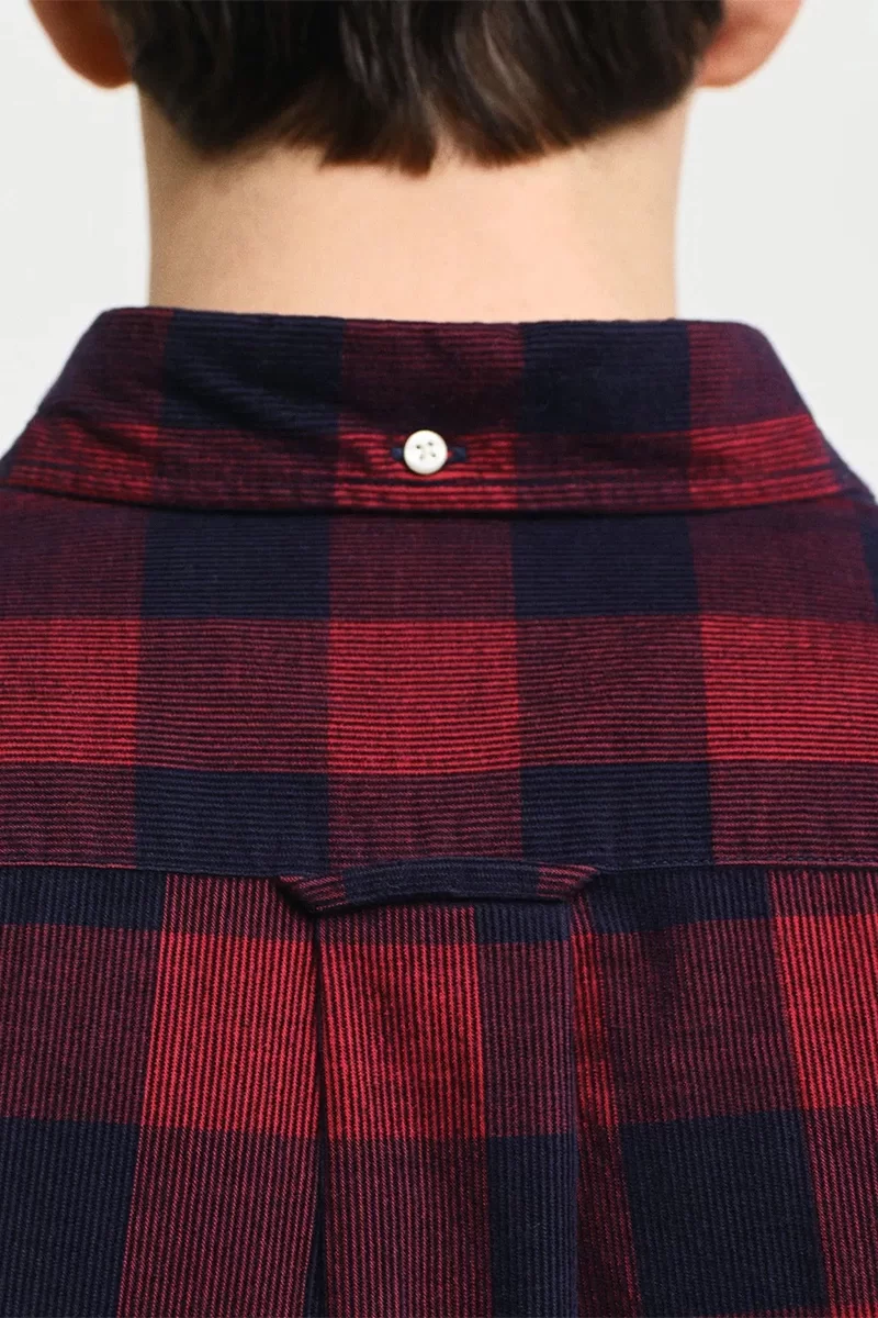 Gant Erkek  Kırmızı Regular Fit Düğmeli Yaka Kareli Gömlek