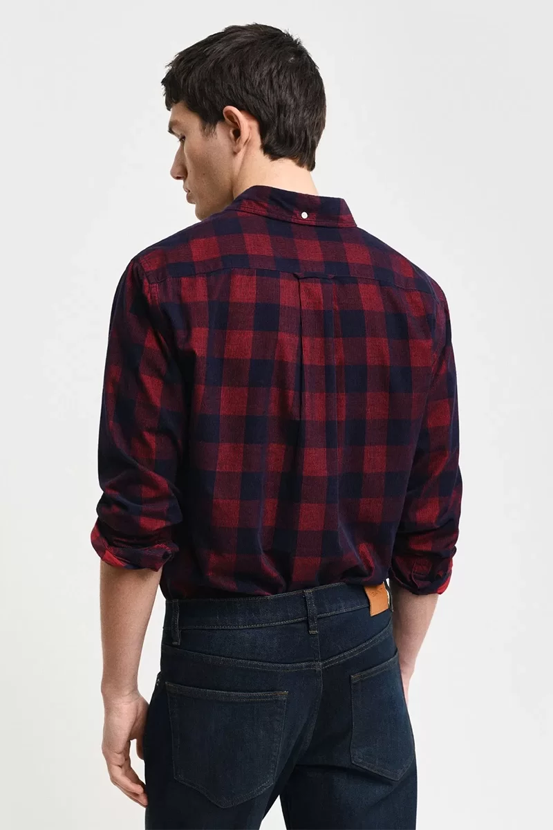 Gant Erkek  Kırmızı Regular Fit Düğmeli Yaka Kareli Gömlek