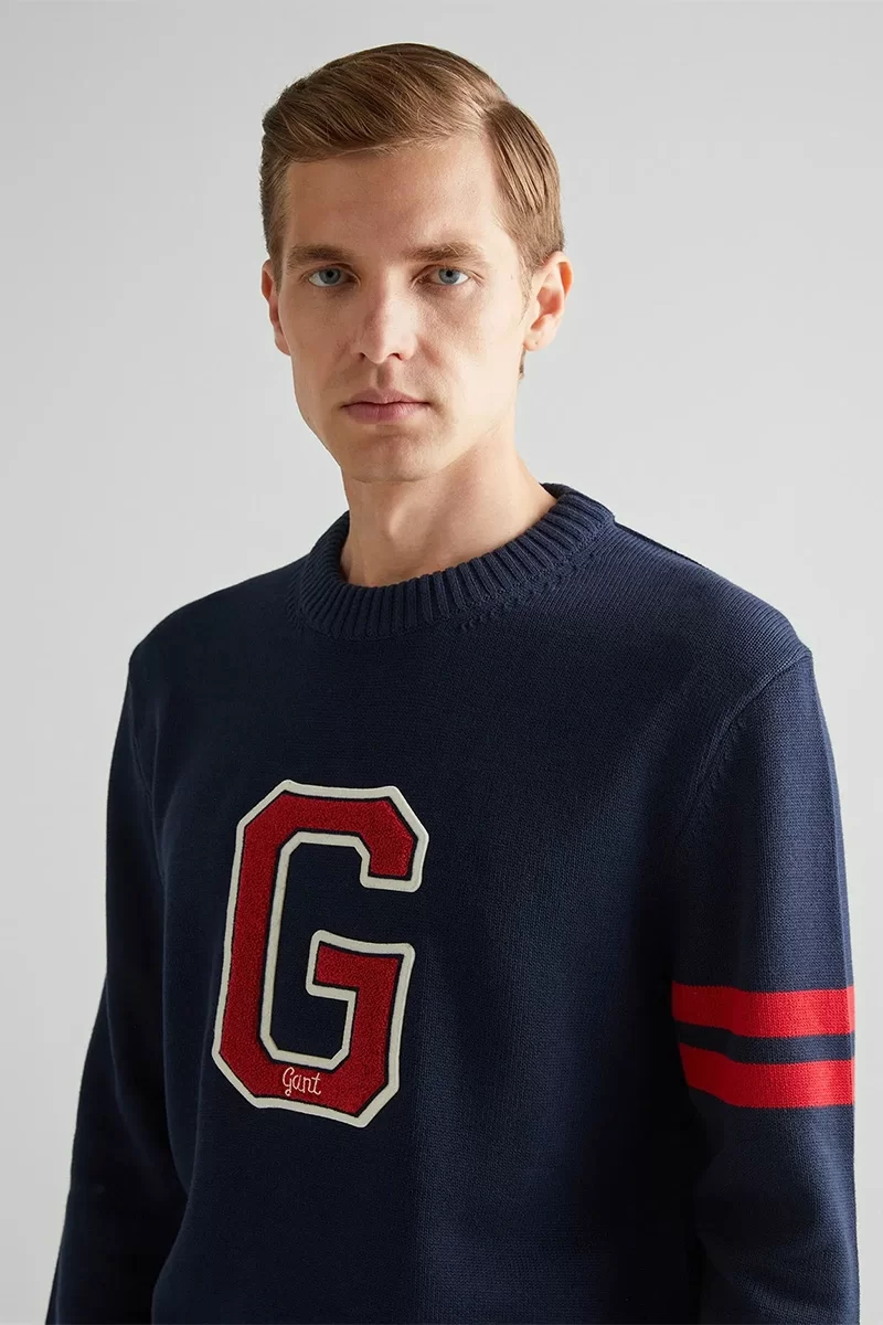 Gant Erkek Lacivert Relaxed Fit Kazak