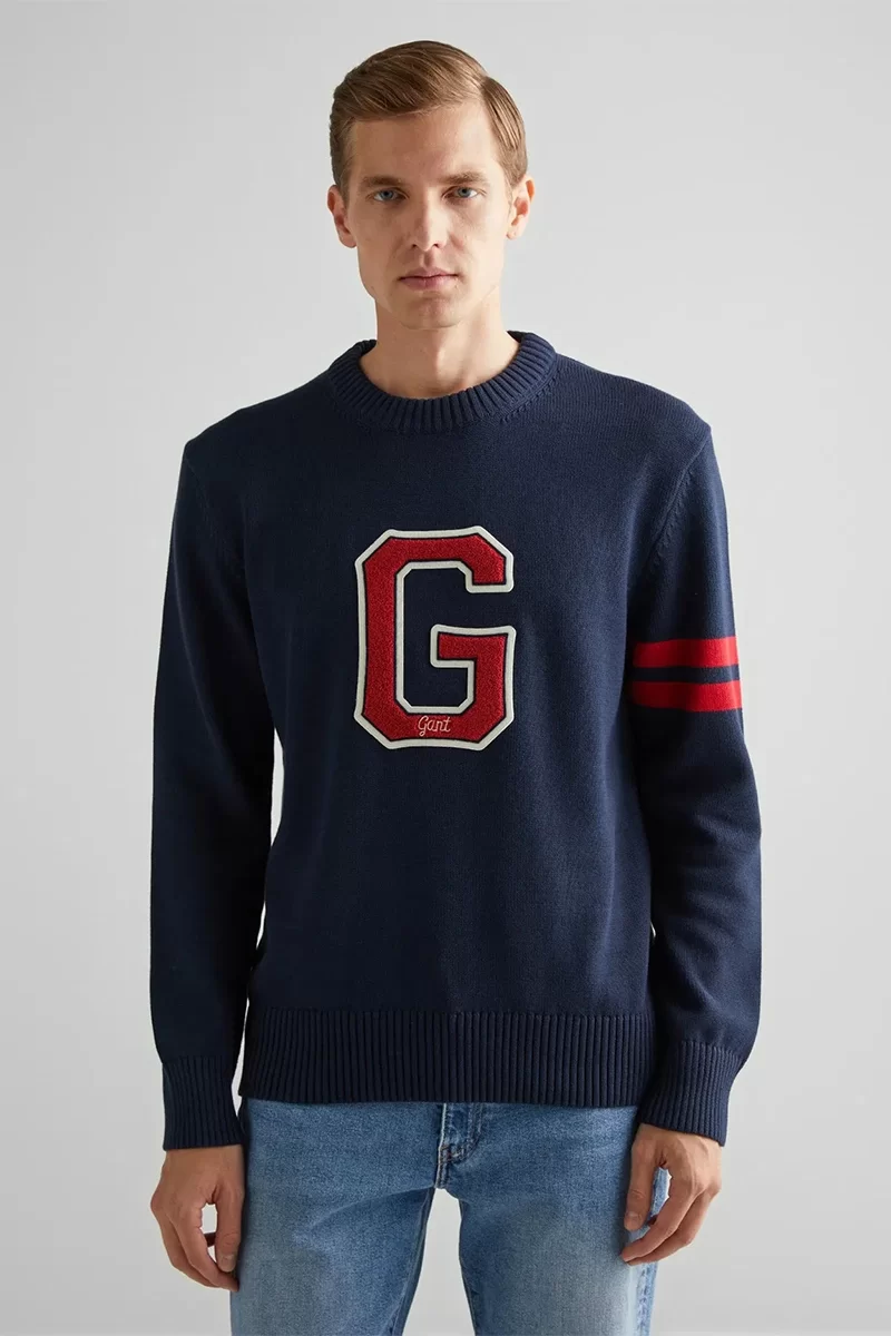 Gant Erkek Lacivert Relaxed Fit Kazak