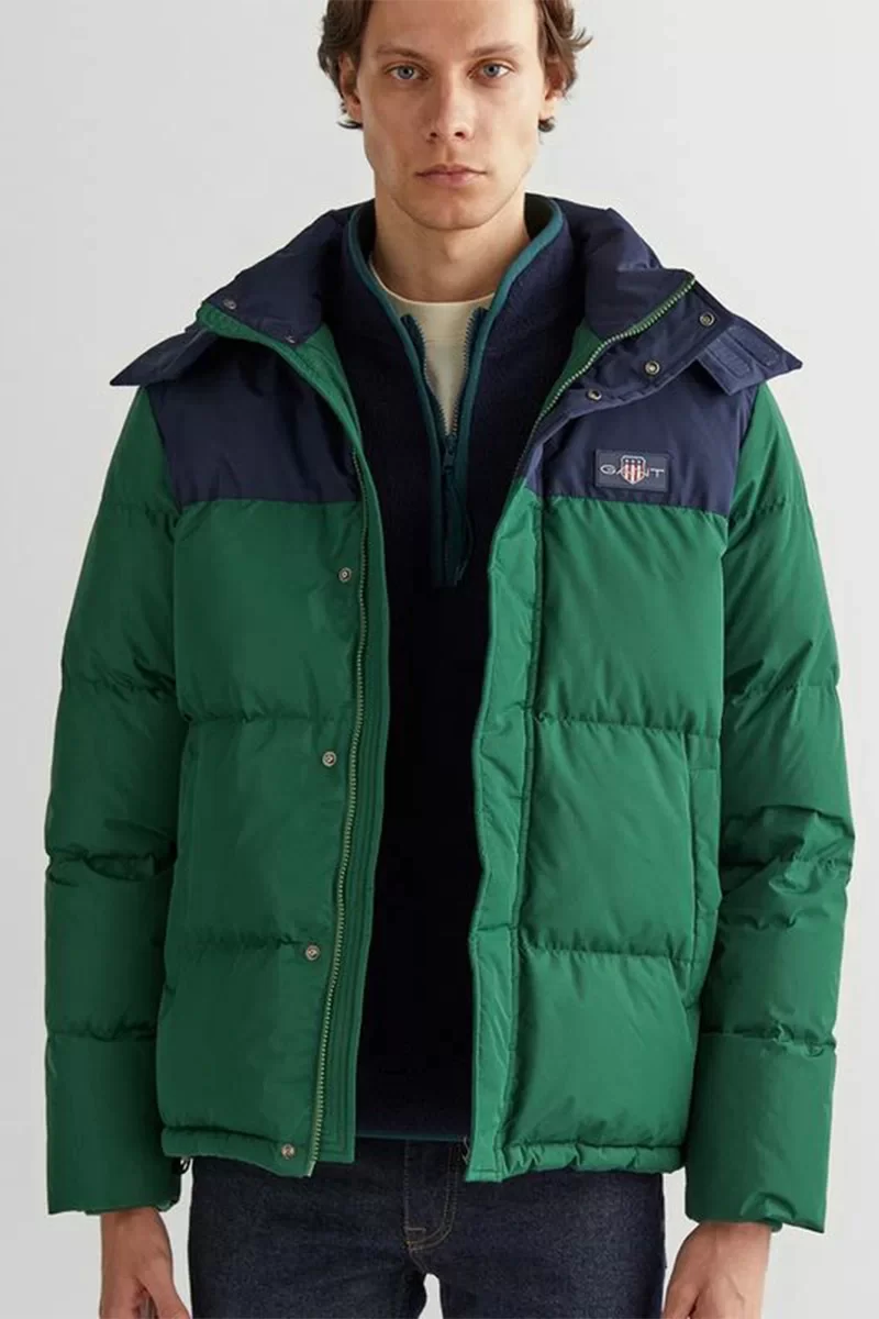 Gant RUBBER-LOGO PADDED DOWN JACKET Erkek Yeşil Mont 7124313T.433
