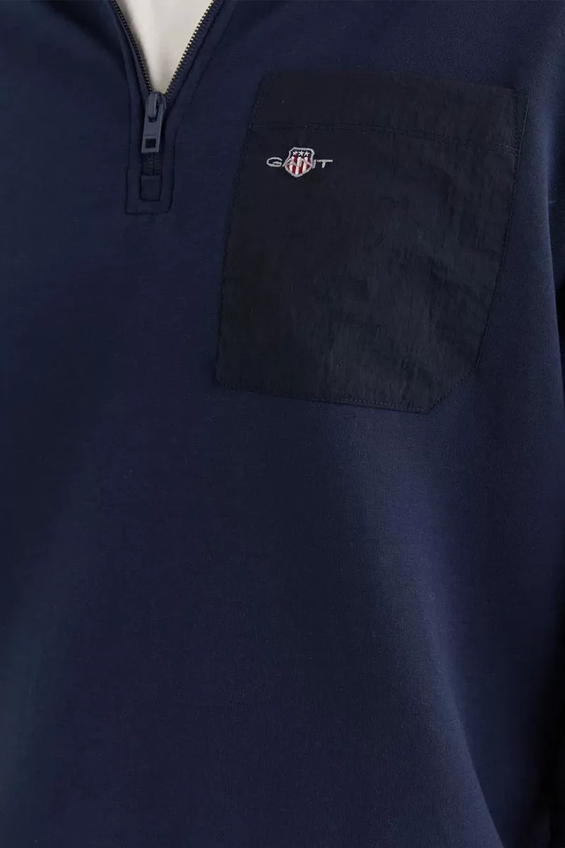 Gant WOVEN POCKET HALF ZIP SWEATSHIRT Erkek Lacivert Sweatshirt 2524340T.410