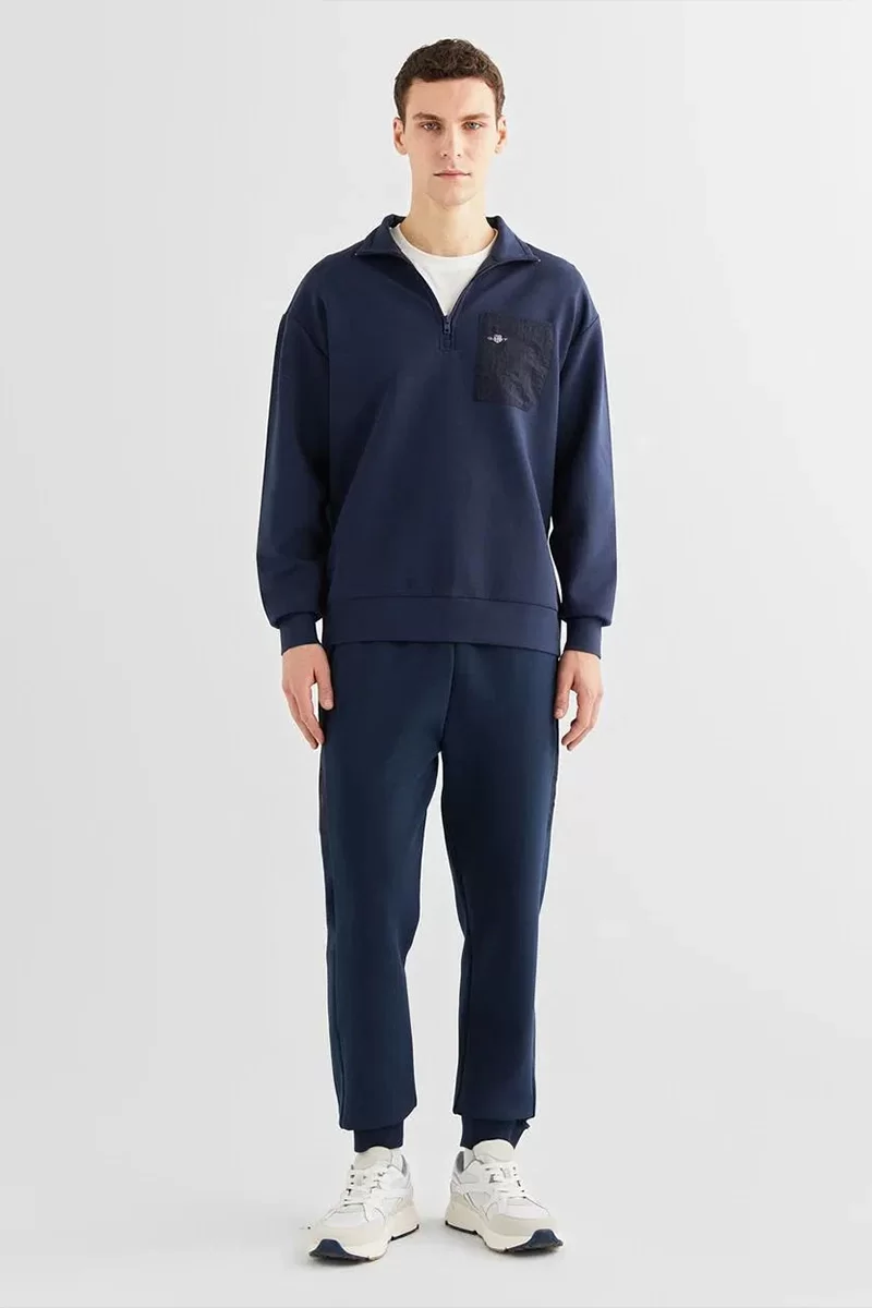 Gant WOVEN POCKET HALF ZIP SWEATSHIRT Erkek Lacivert Sweatshirt 2524340T.410