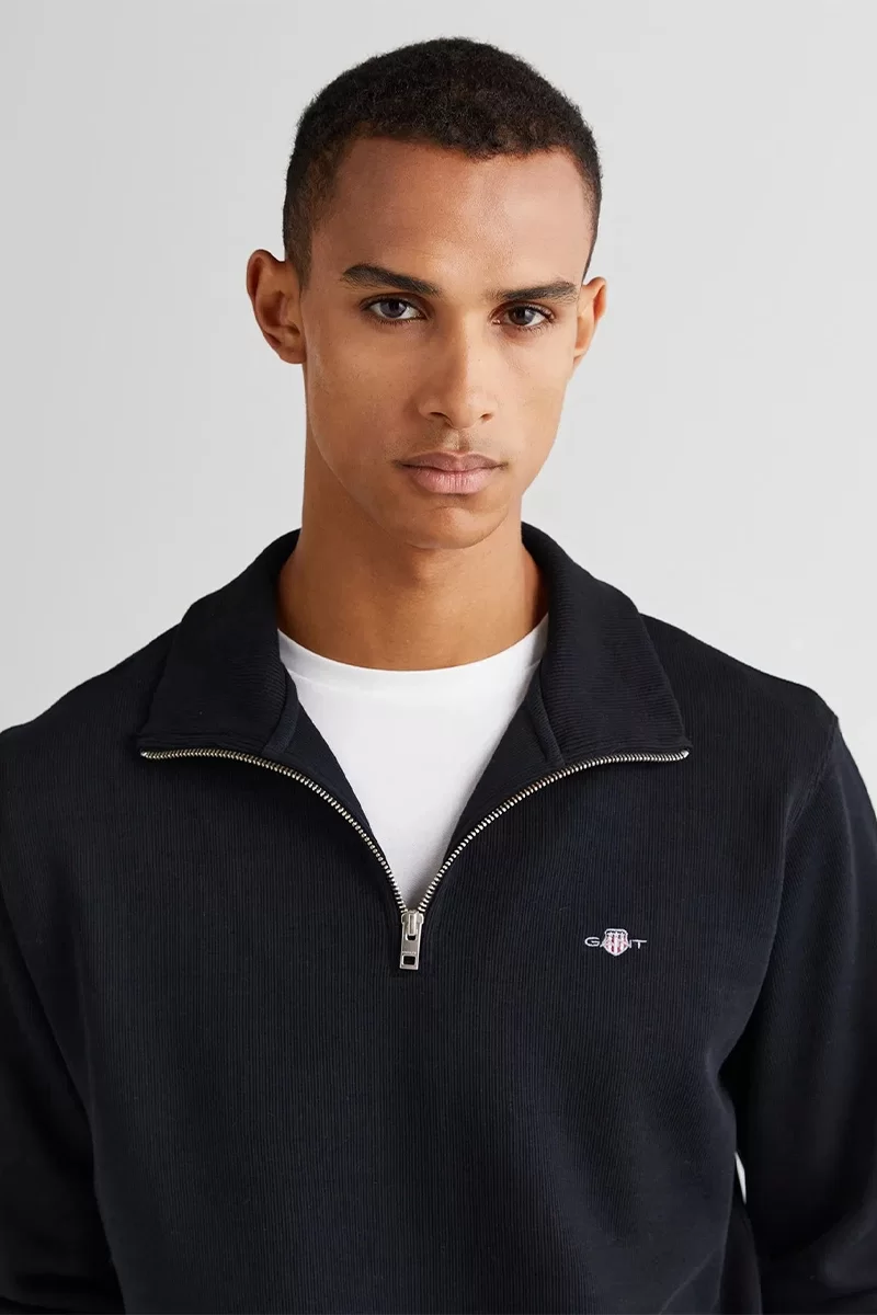 Gant REG SHIELD HALF ZIP SWEAT Erkek Siyah Sweatshirt 2524368T.5