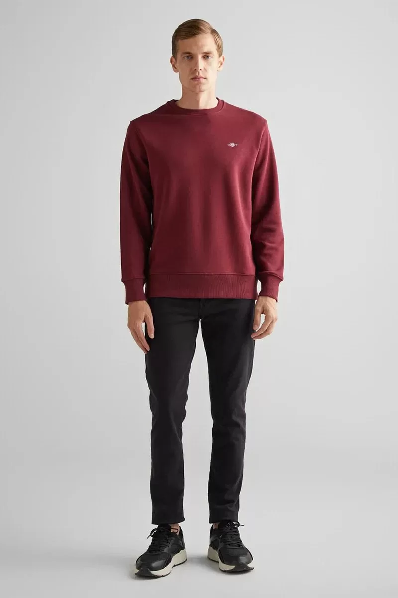 Gant Erkek Bordo Regular Fit Bisiklet Yaka Sweatshirt