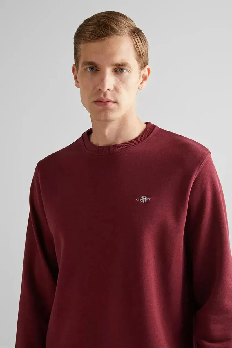 Gant Erkek Bordo Regular Fit Bisiklet Yaka Sweatshirt