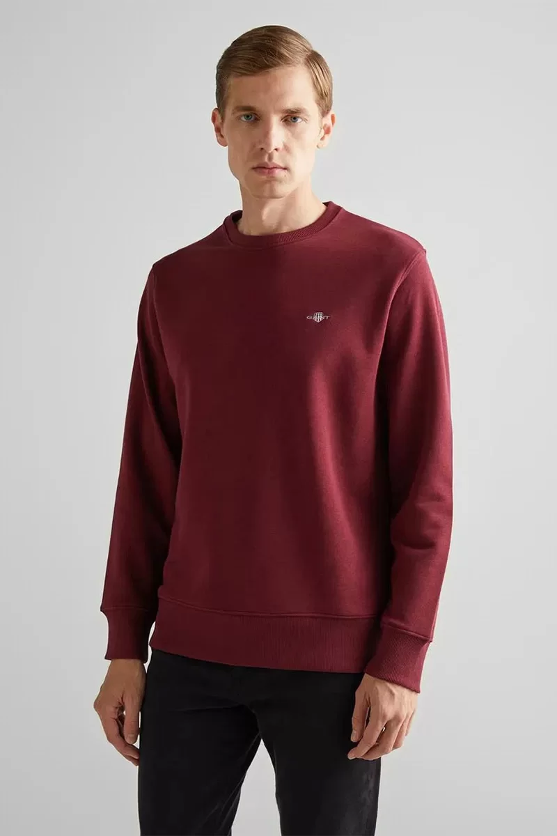 Gant Erkek Bordo Regular Fit Bisiklet Yaka Sweatshirt