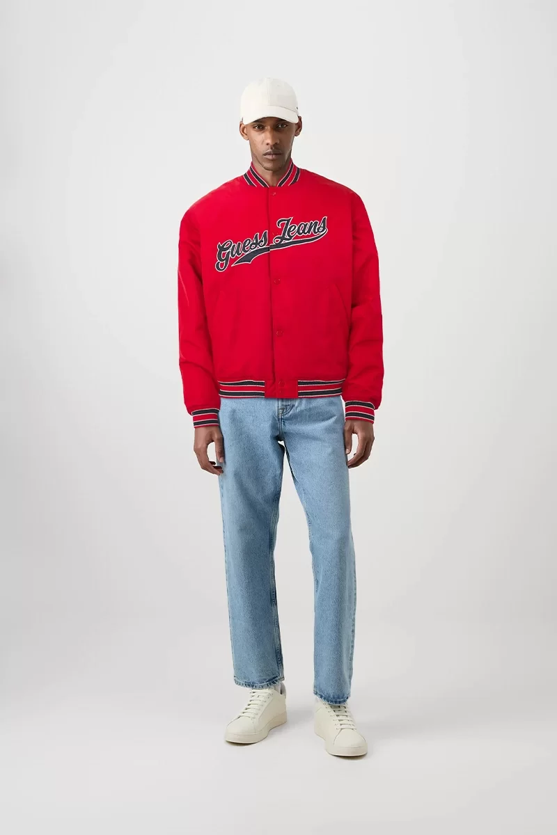 Guess Jeans GJ BOMBER WITH PATCH Erkek Kırmızı Mont M4BL24WG932-G585