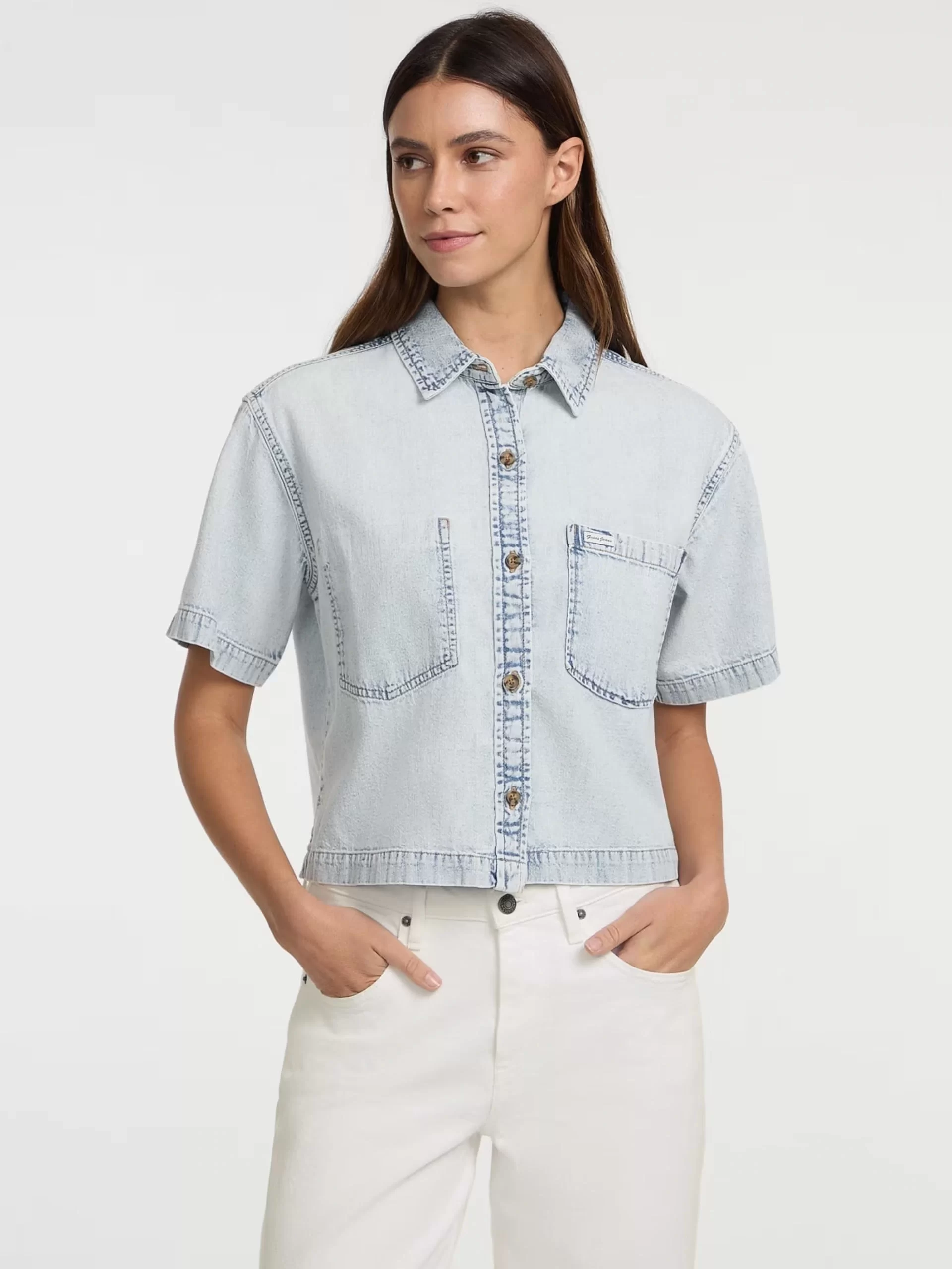 Guess jeans Gj Boxy Ss Shırt Kadın Mavi Gömlek W5GH0FD5M83-GJRV