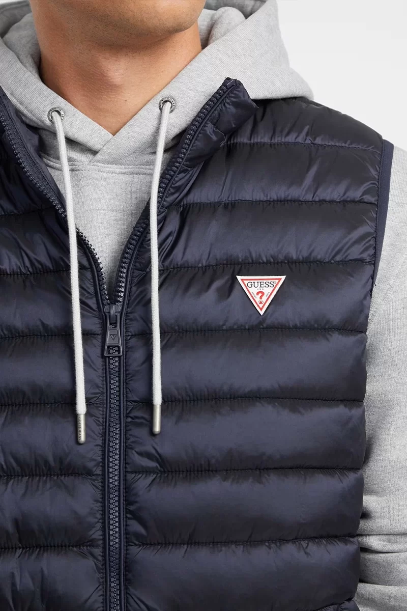 Guess jeans Gj Hooded Puffer Vest Erkek Siyah Yelek M4YN11WG922-A71W