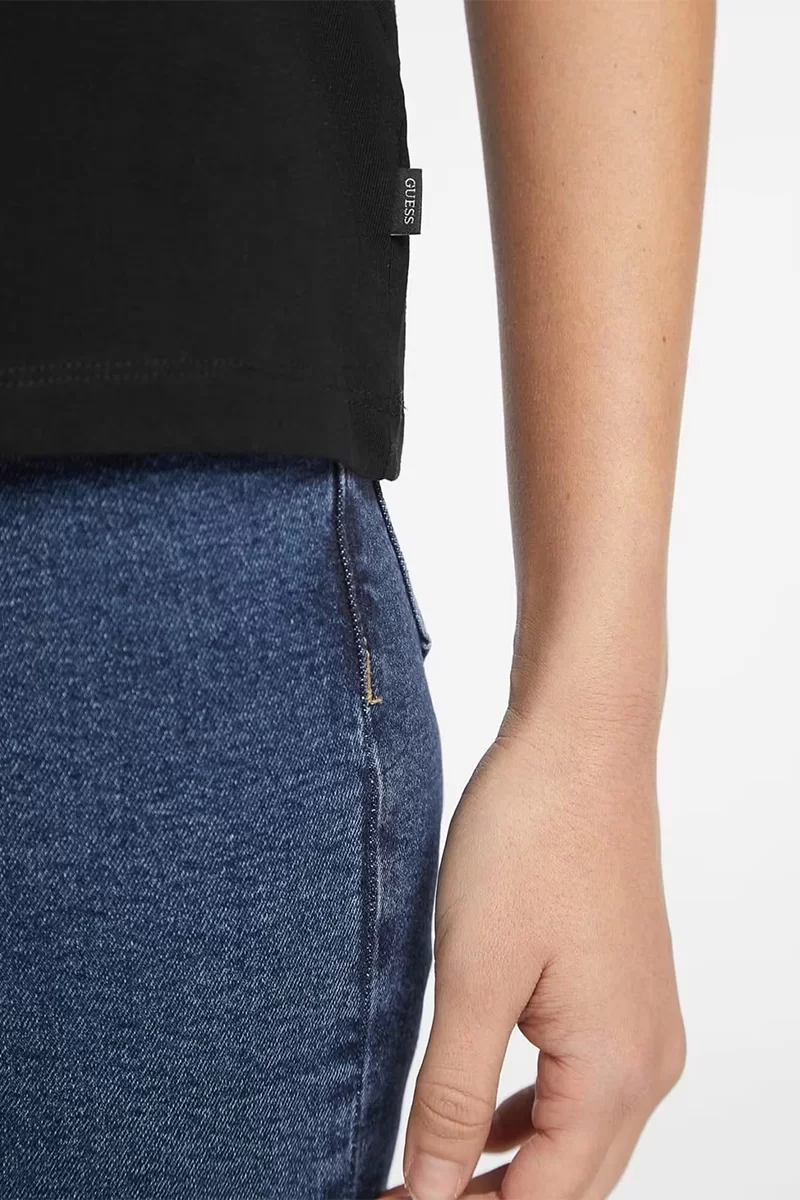 Guess GJ SS CN REG SCRIPT Kadın Siyah T-shirt W4YI13J1314-JBLK