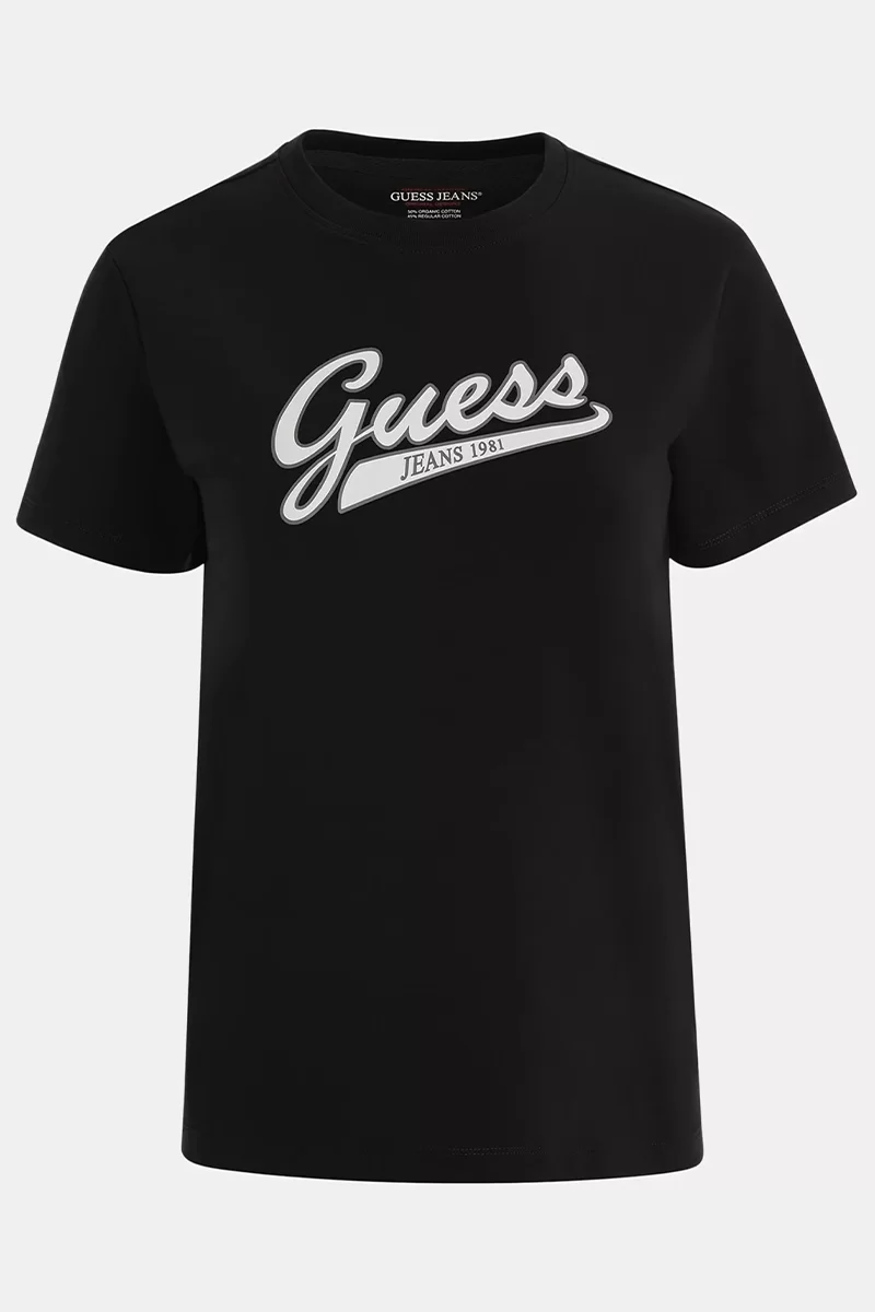 Guess GJ SS CN REG SCRIPT Kadın Siyah T-shirt W4YI13J1314-JBLK
