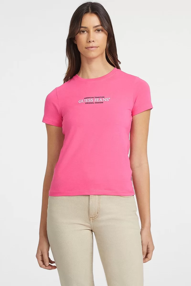 Guess GJ SS CN SLIM AMERIC Kadın Pembe T-shirt W4YI03J1314-A60L