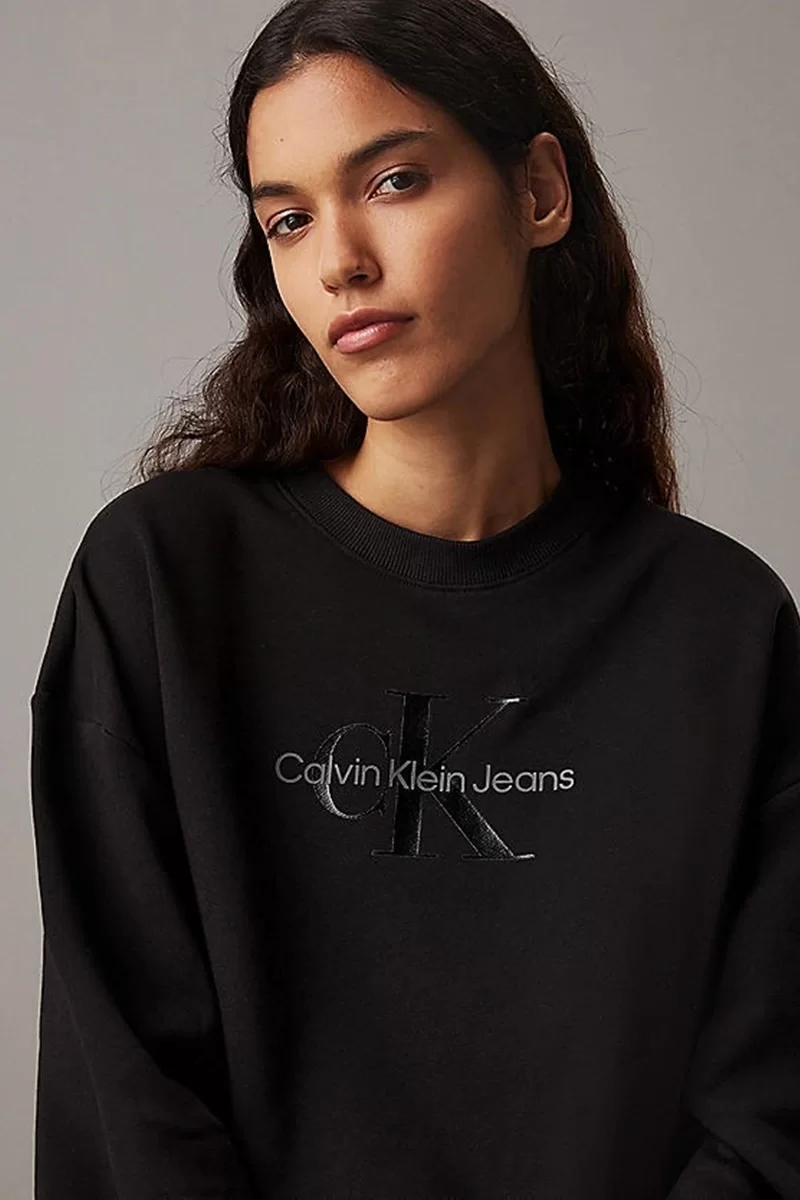 CK Jeans GLOSSY MONOLOGO REGULAR CREWNECK Kadın  Sweatshirt J20J224724-BEH