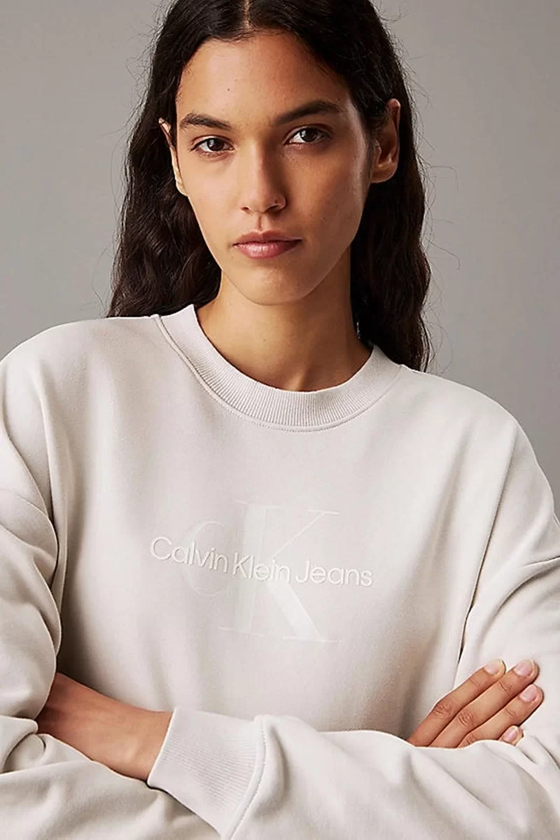 CK Jeans GLOSSY MONOLOGO REGULAR CREWNECK Kadın  Sweatshirt J20J224724-PDH