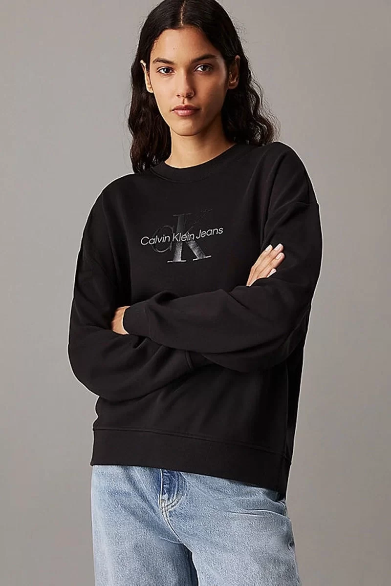 CK Jeans GLOSSY MONOLOGO REGULAR CREWNECK Kadın  Sweatshirt J20J224724-BEH