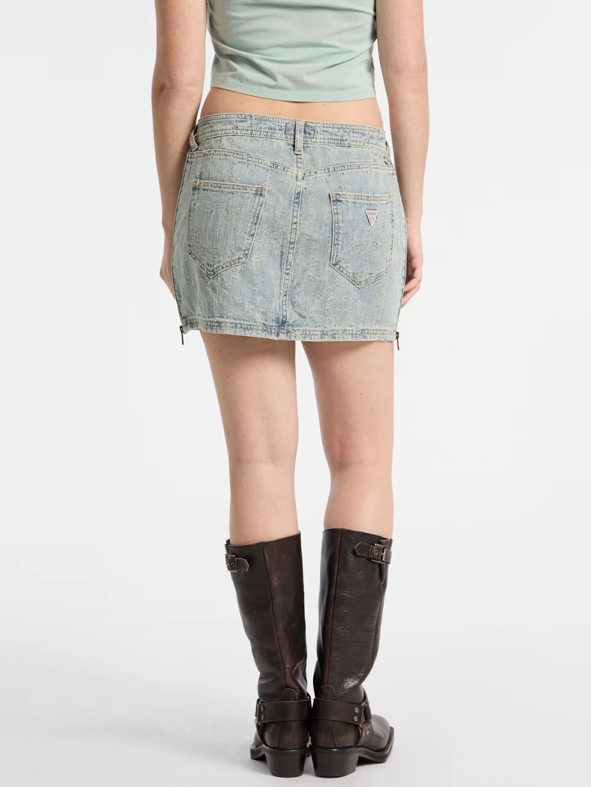 Guess GO SIDE ZIP SKIRT Kadın Mavi Etek W5GD1LD5OTA-GDSR